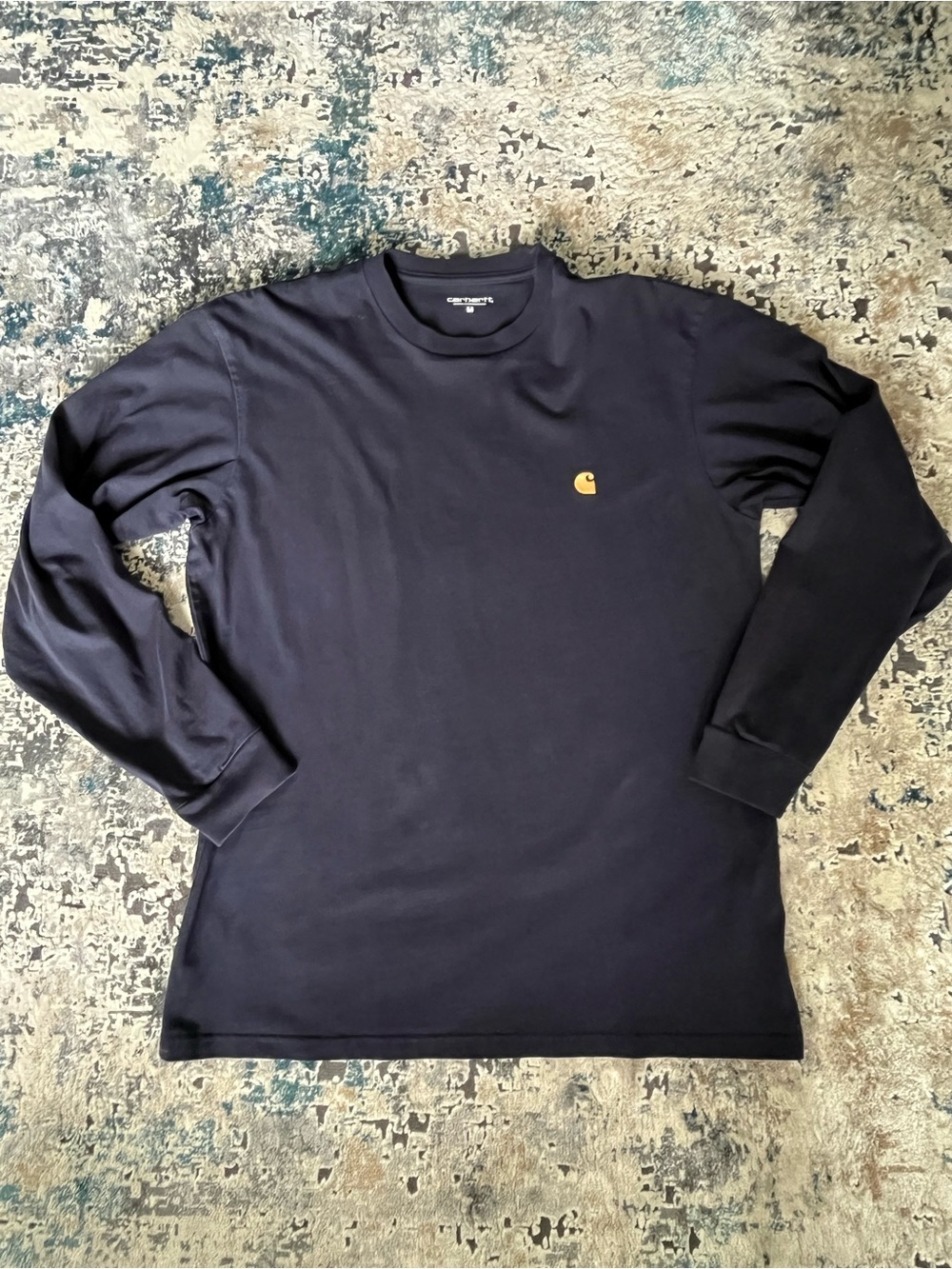 Carhartt WIP Chase Navy Long Sleeve T shirt